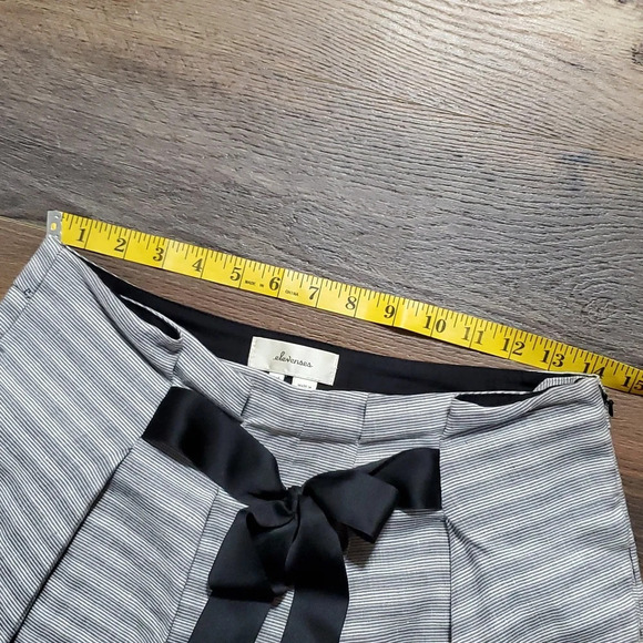 Elevenses anthropologie cotton linen striped pleated shorts grey - Picture 4 of 9
